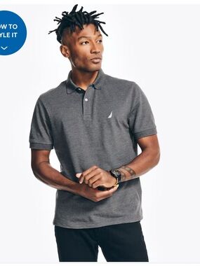 Nautica Men's Slate Gray Short-Sleeve Polo